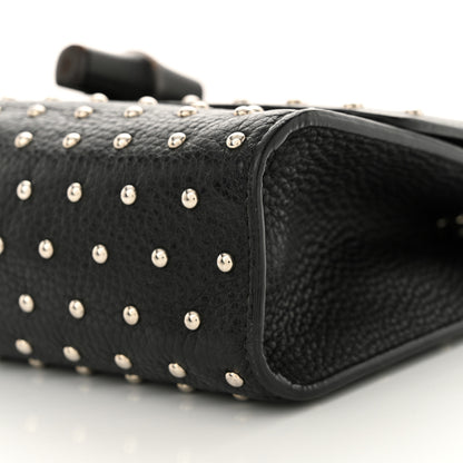 Gucci Calfskin Studded Medium Miss Bamboo Shoulder Bag Black 10 of 13