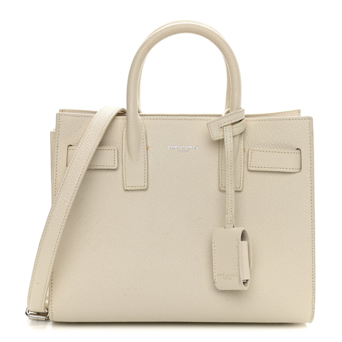 Grained Calfskin Nano Sac de Jour Dove White