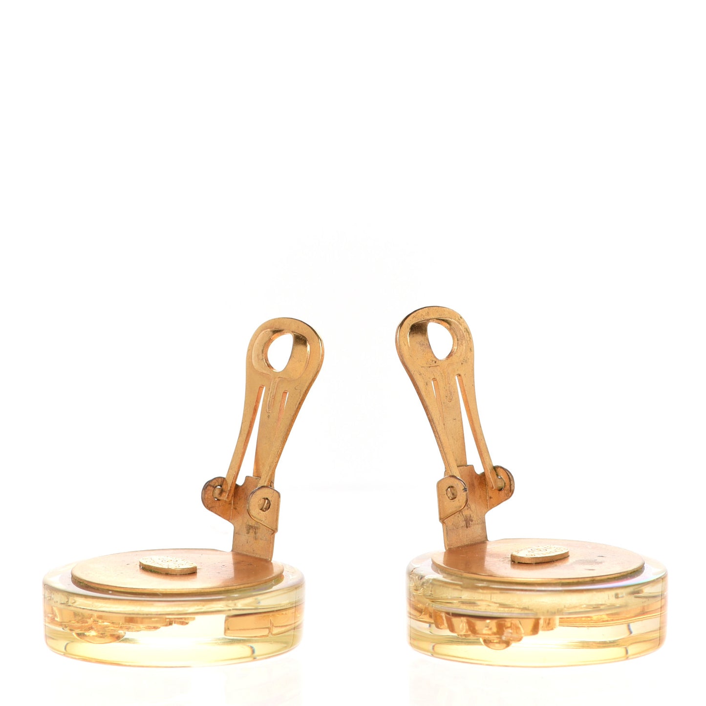 CC Clip On Button Earrings Gold