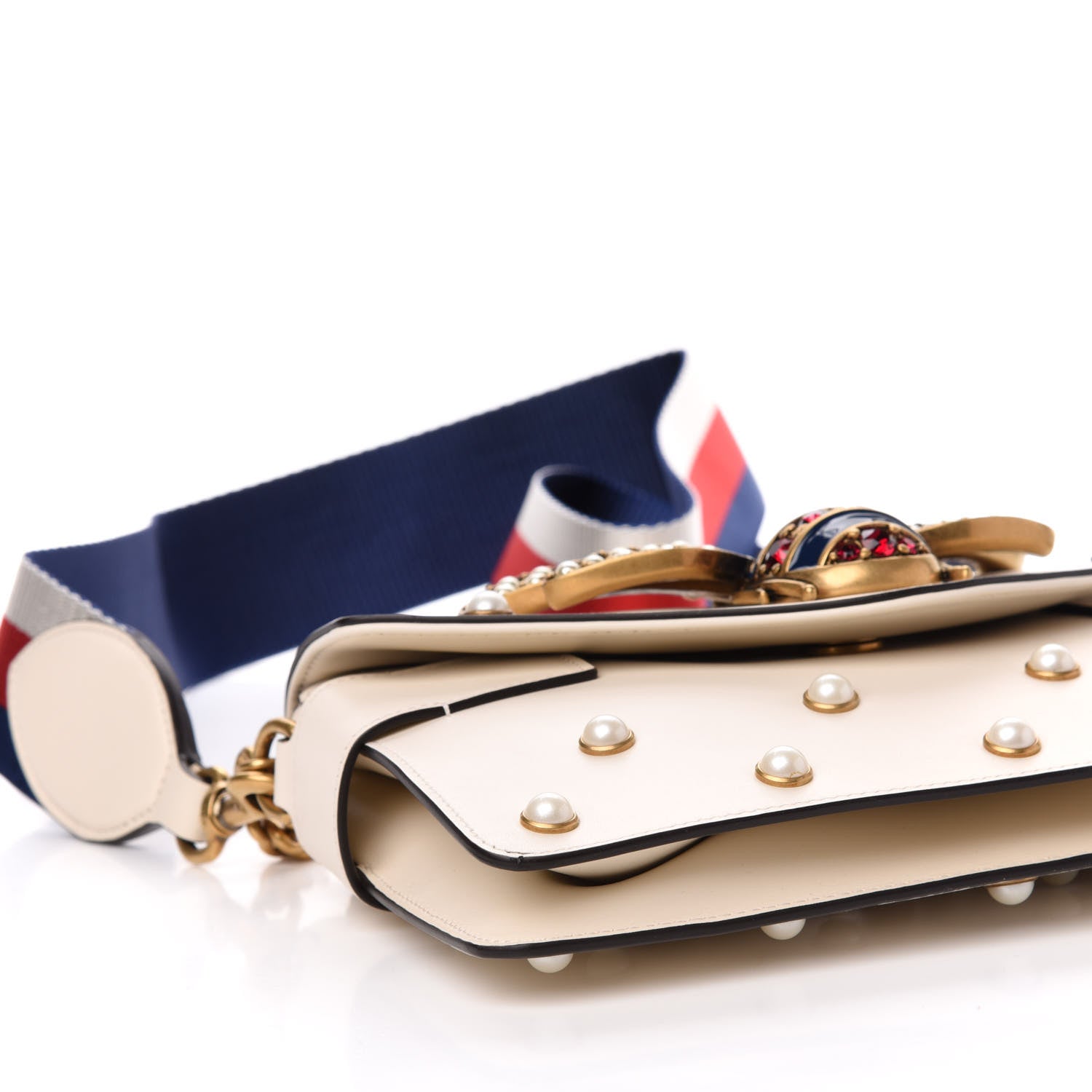 Gucci Nappa Pearl Studded Mini Queen Margaret Broadway Shoulder Bag Mystic White 10 of 13