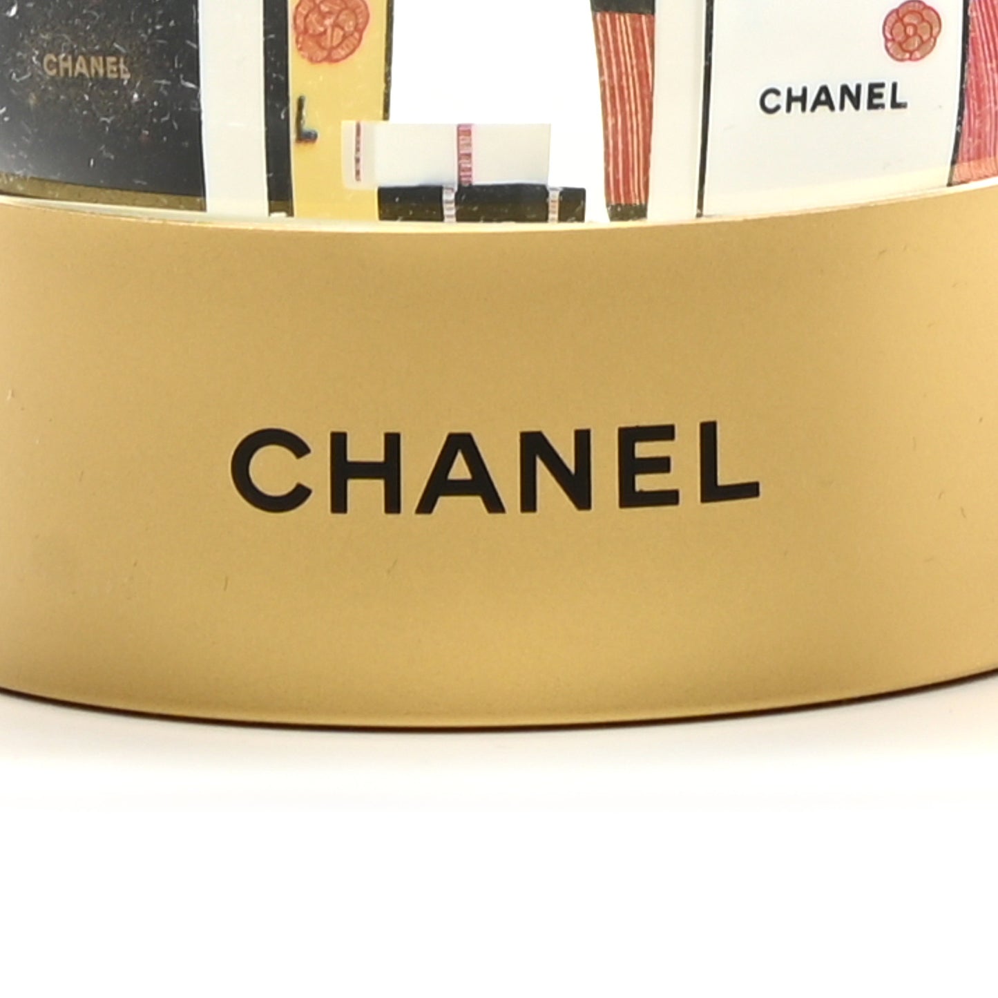 Glass N°5 Perfume Bottle Snow Globe Gold