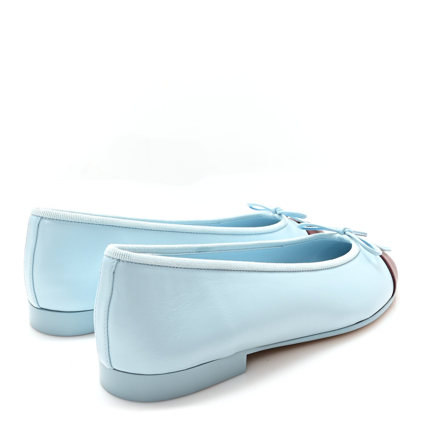 Chanel Lambskin Cap Toe CC Ballerina Flats 37.5 Blue Burgundy 5 of 10