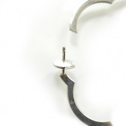 Chanel 18K White Gold Large Profil de Camelia Hoop Earrings 3 of 6