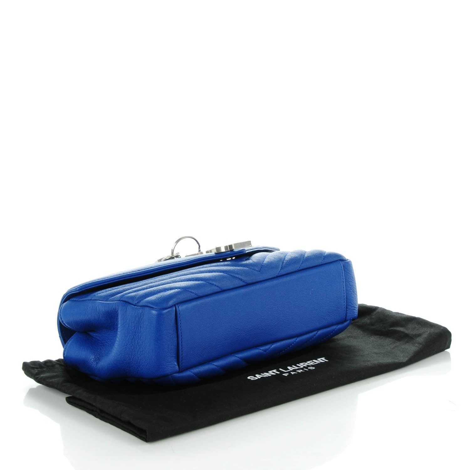 Saint Laurent Sheepskin Matelasse Medium Monogram College Punk Chain Satchel Blue Majorelle 4 of 8