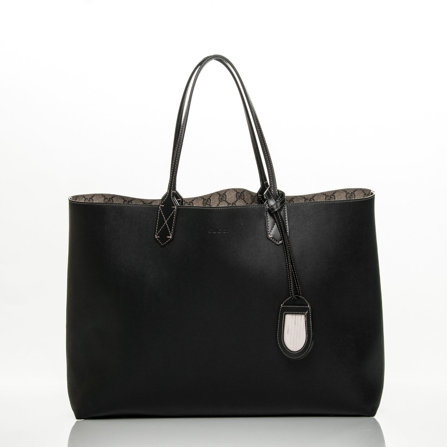 GG Supreme Monogram Large Reversible Tote Beige Black
