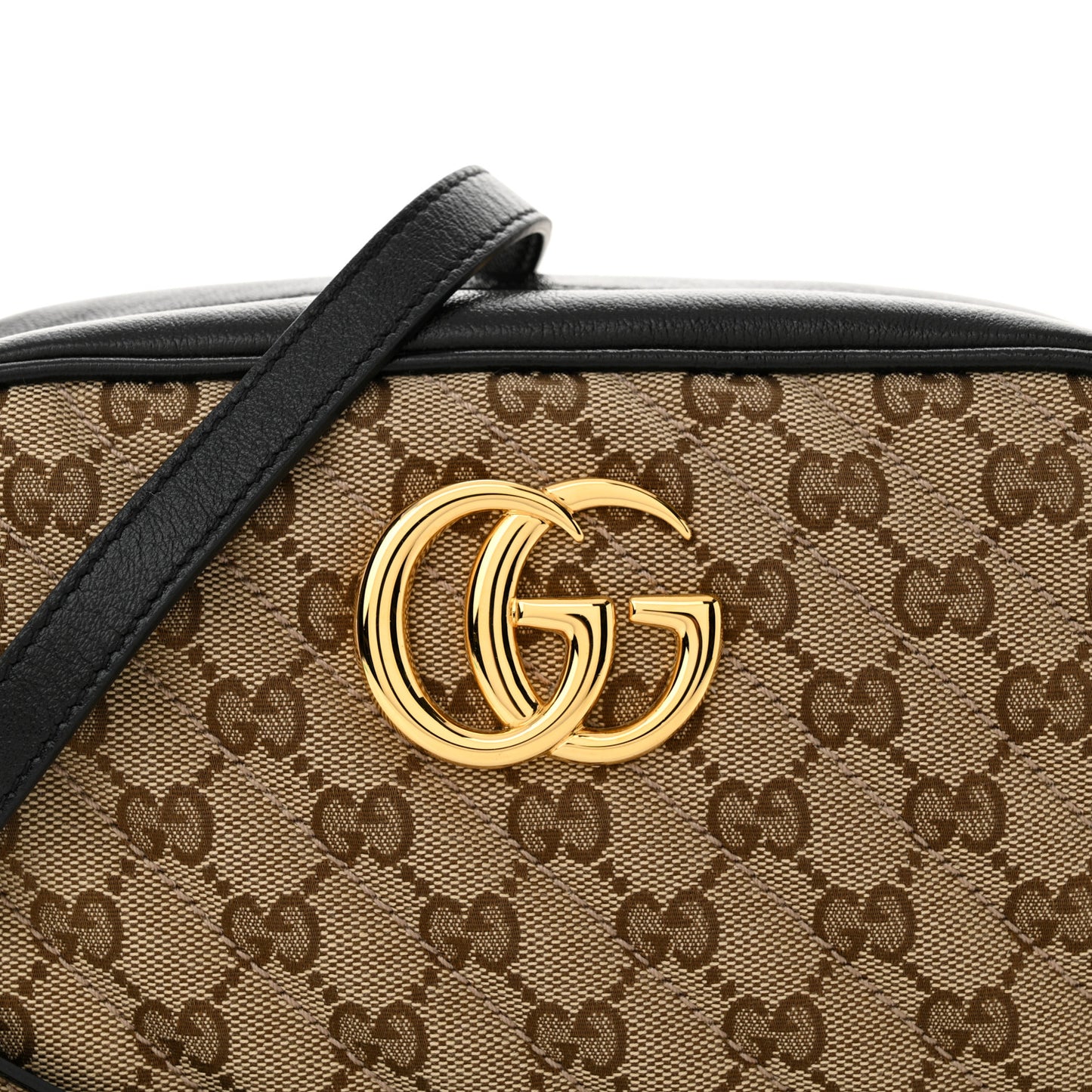 Monogram Matelasse Diagonal Small GG Marmont Chain Shoulder Bag Beige Black