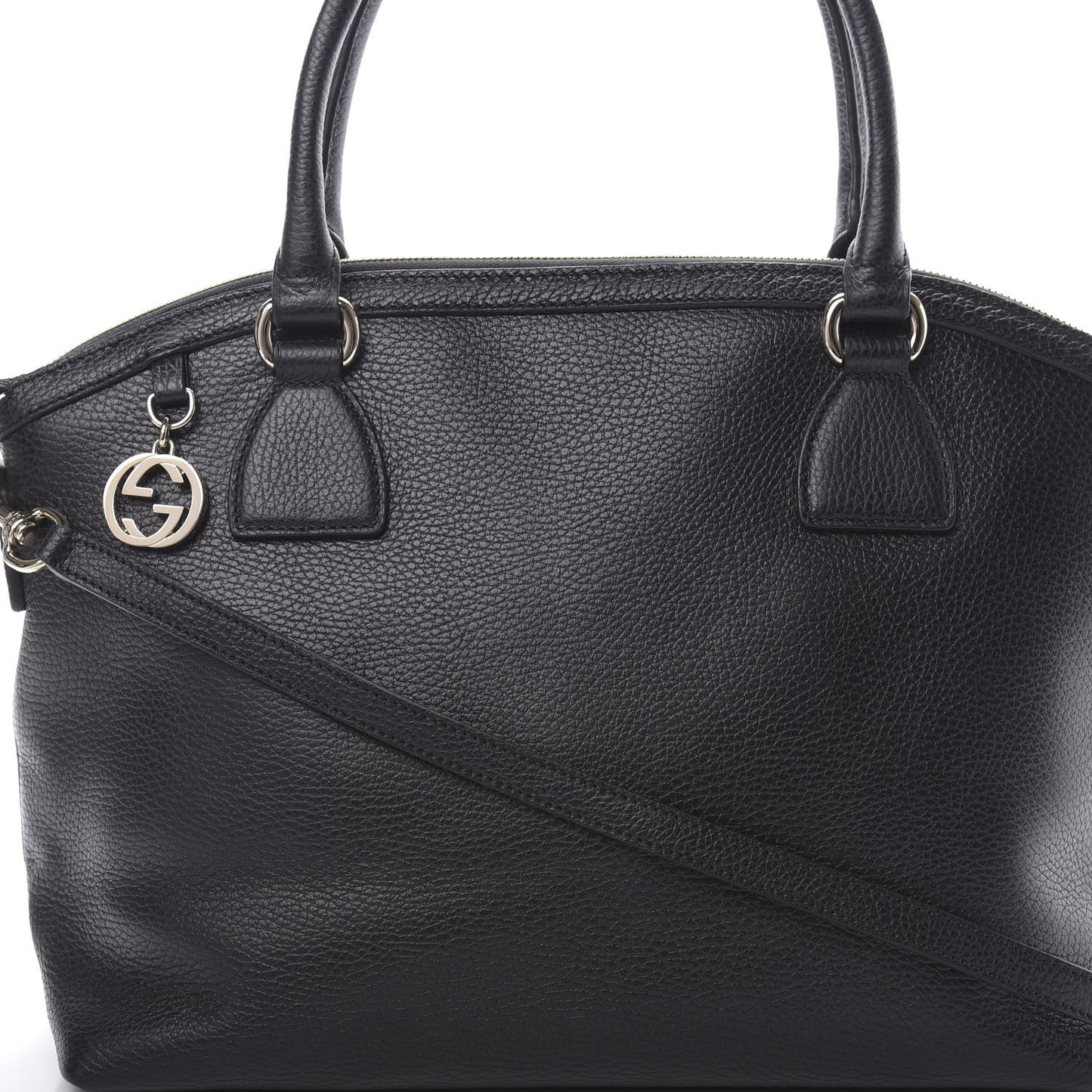 Dollar Calfskin GG Charm Dome Satchel Black