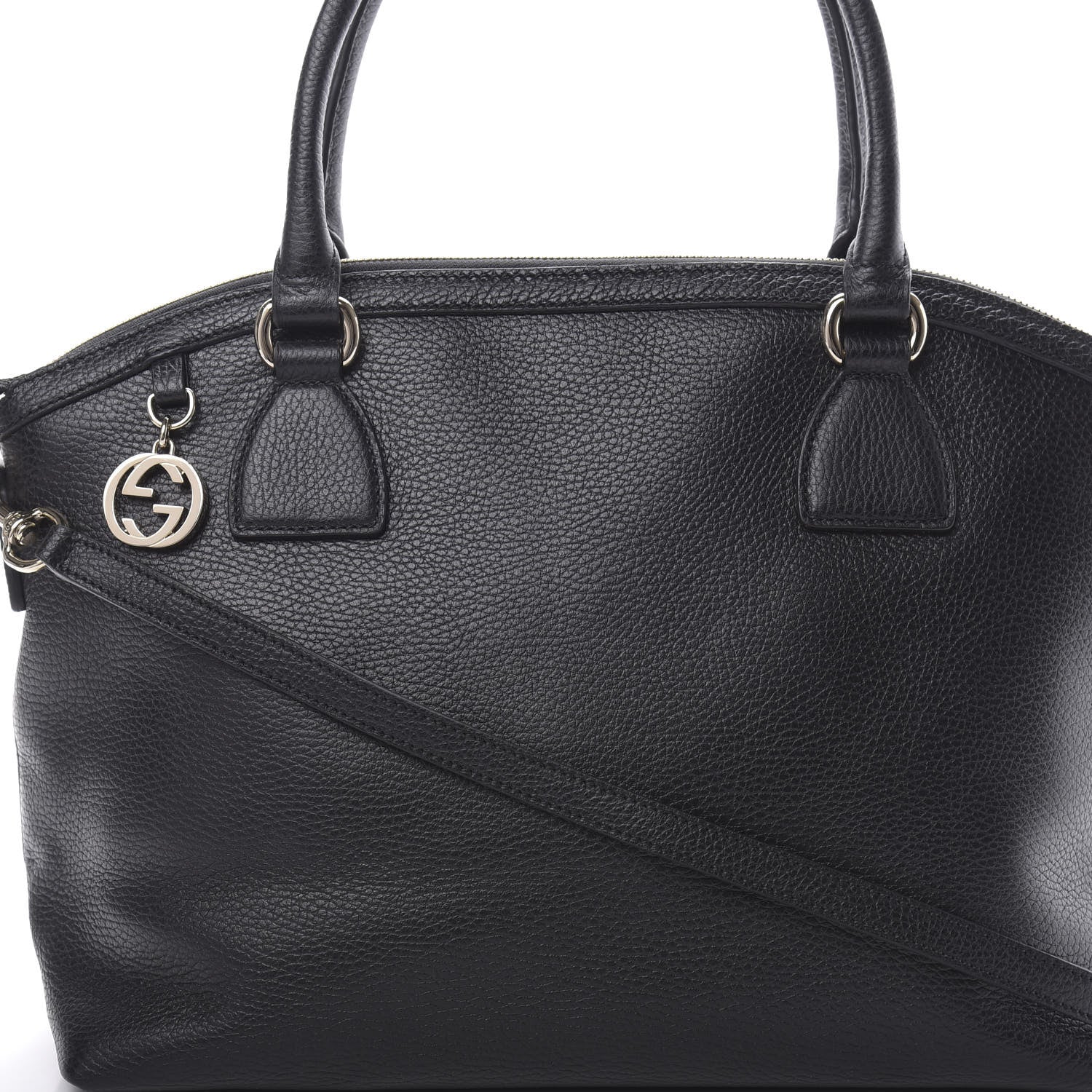 Gucci Dollar Calfskin GG Charm Dome Satchel Black 7 of 11