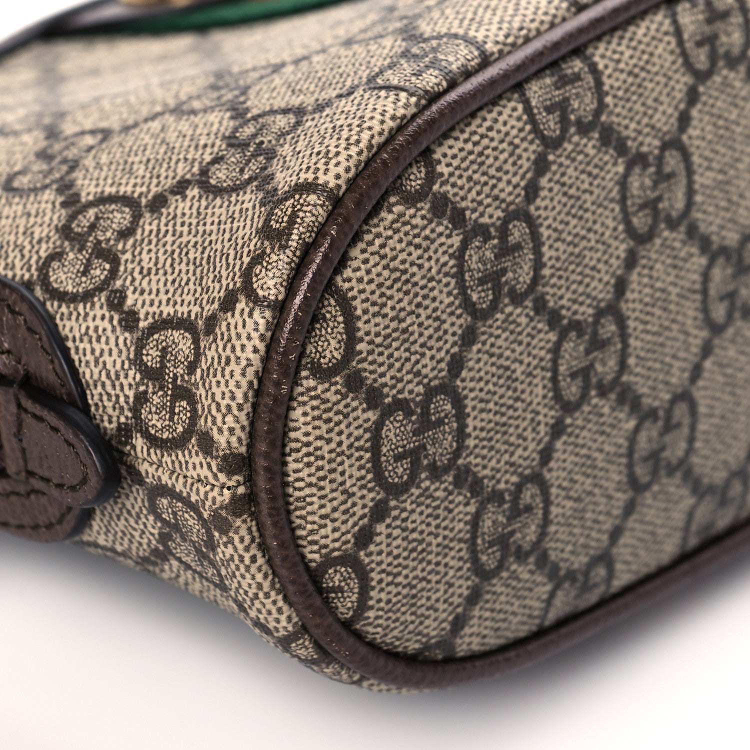 Gucci GG Supreme Monogram Textured Calfskin Web Large Ophidia Cosmetic Case Beige Ebony New Acero 8 of 9