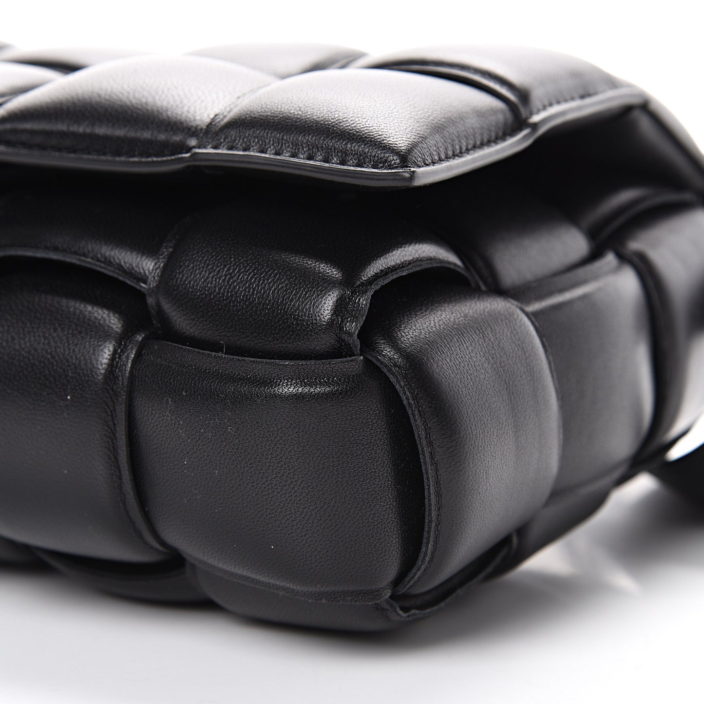Nappa Maxi Intreccio Padded Cassette Crossbody Bag Black