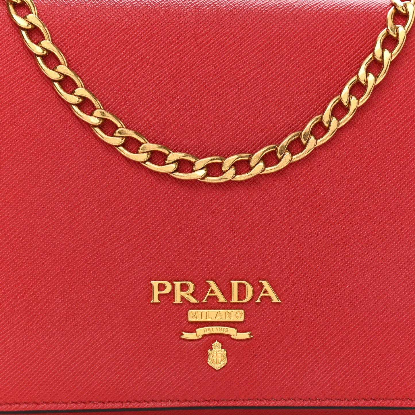 Saffiano Chain Crossbody Bag Fuoco