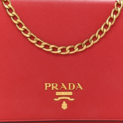 Prada Saffiano Chain Crossbody Bag Fuoco 8 of 11