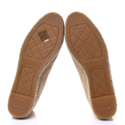 Chanel Lambskin CC Espadrilles 38 Beige Black 5 of 7
