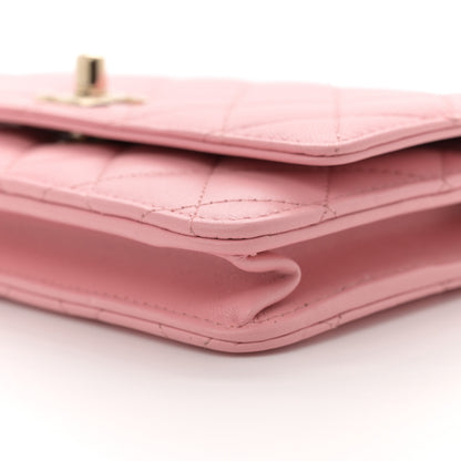 Chanel Lambskin Quilted Trendy CC Wallet On Chain WOC Pink 10 of 11