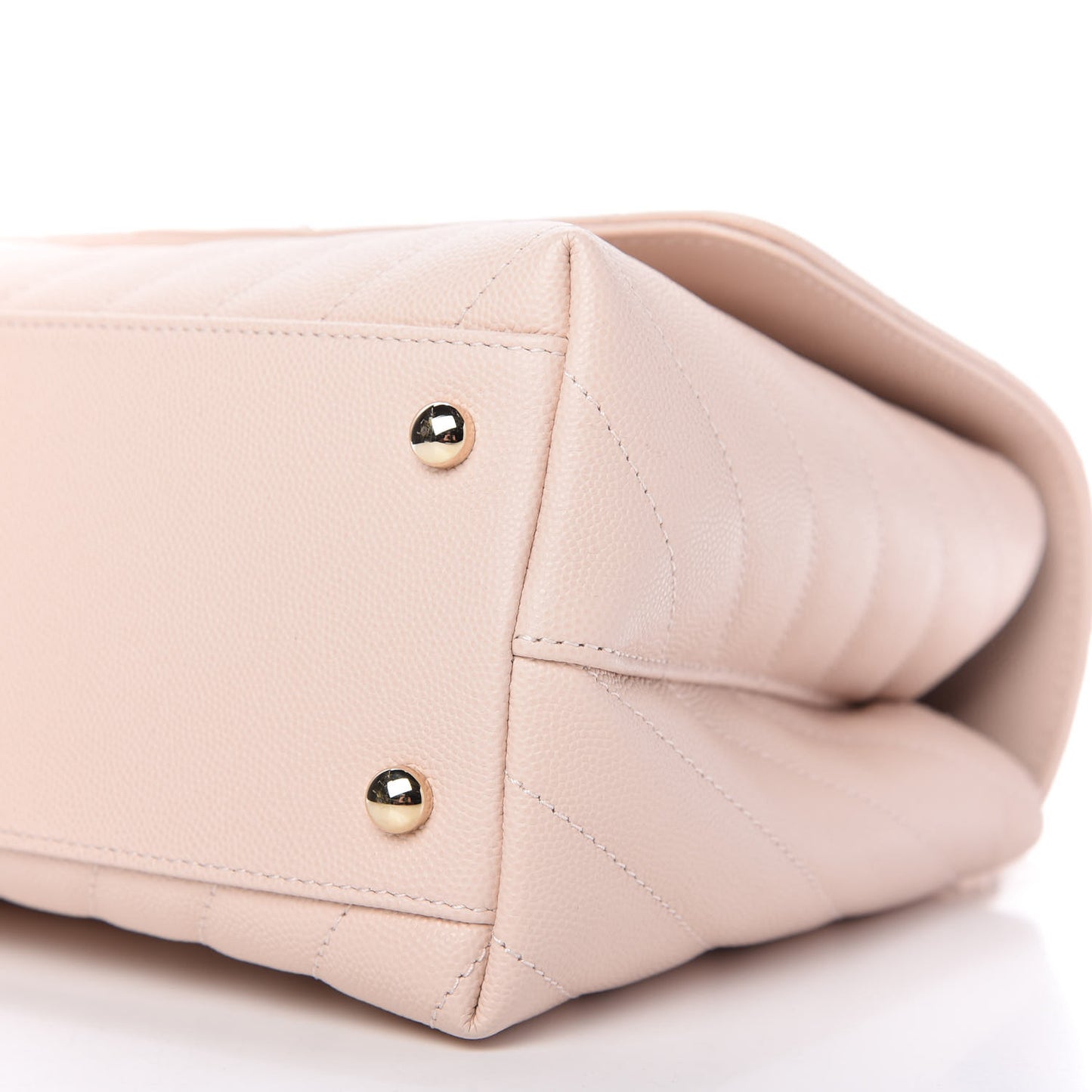 Caviar Lizard Embossed Chevron Quilted Small Coco Handle Flap Beige