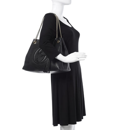 Gucci Pebbled Calfskin Medium Soho Chain Shoulder Bag Black 2 of 9