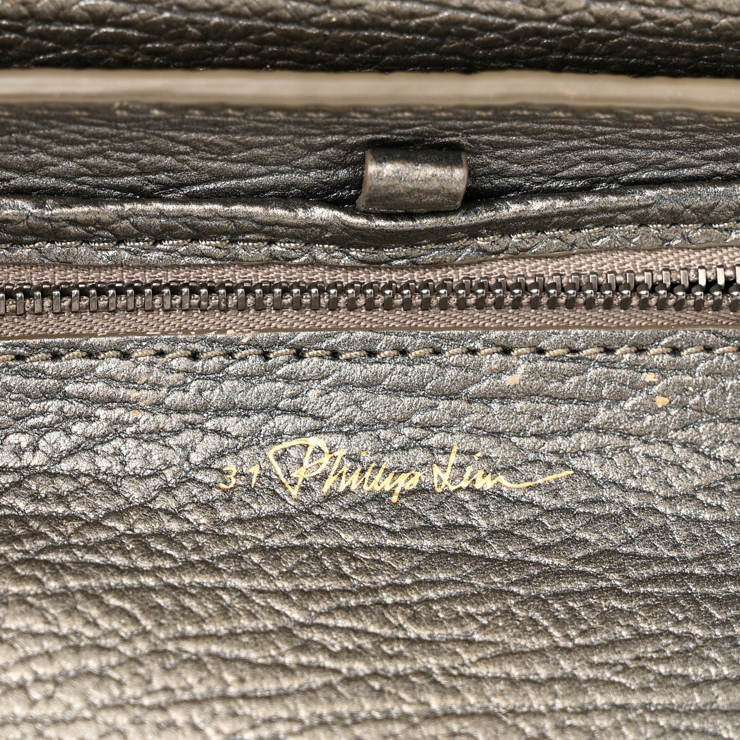 Metallic Textured Calfskin Mini Pashli Satchel Pewter