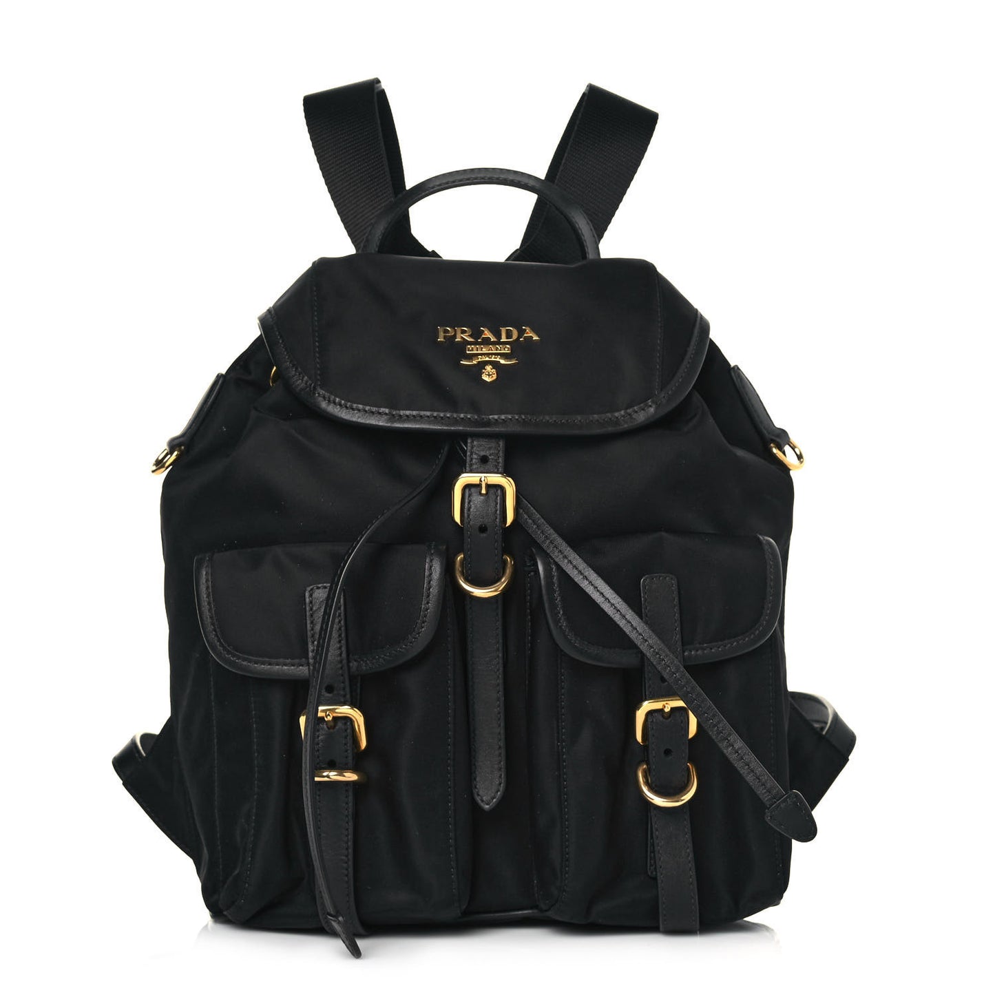 Tessuto Nylon Soft Calfskin Backpack Black