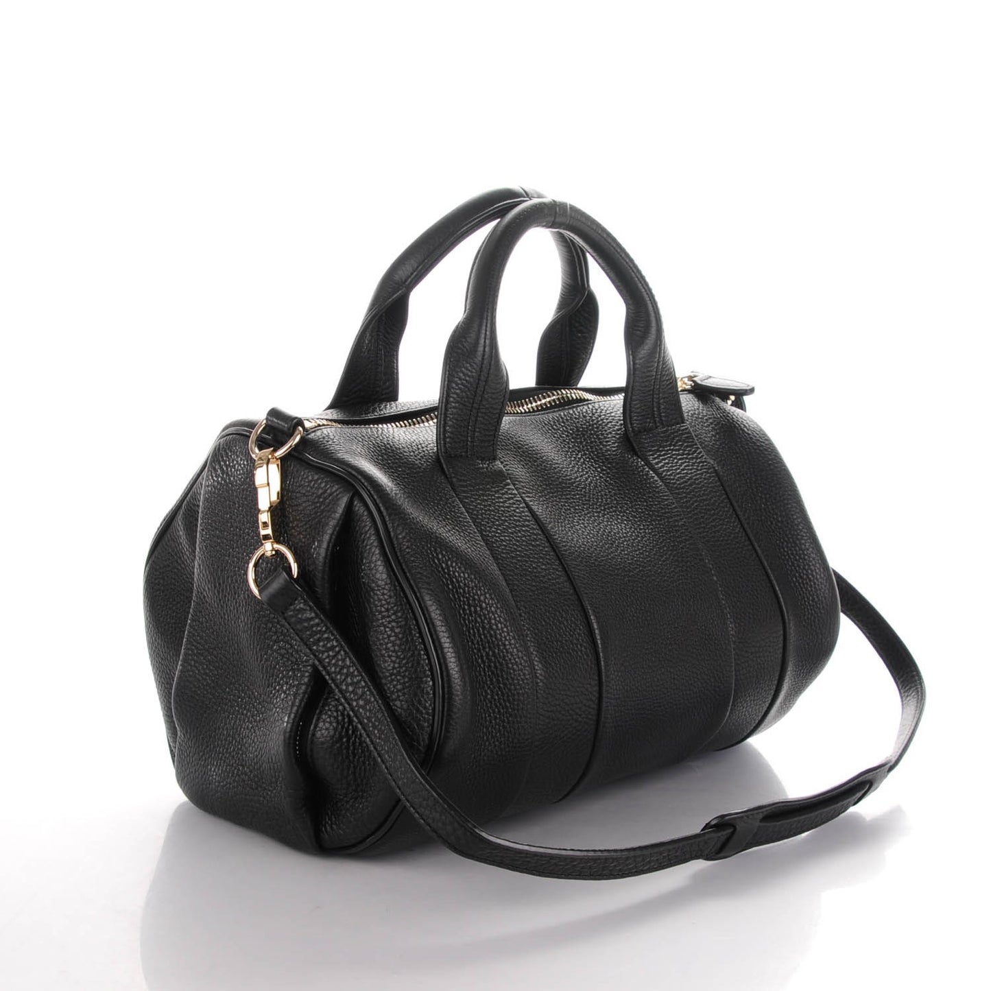 Pebbled Lambskin Rocco Black Pale Gold Hardware