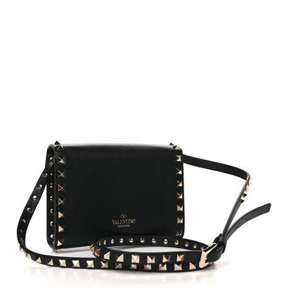 Valentino Garavani Vitello Rockstud Flap Crossbody Bag Black 3 of 9