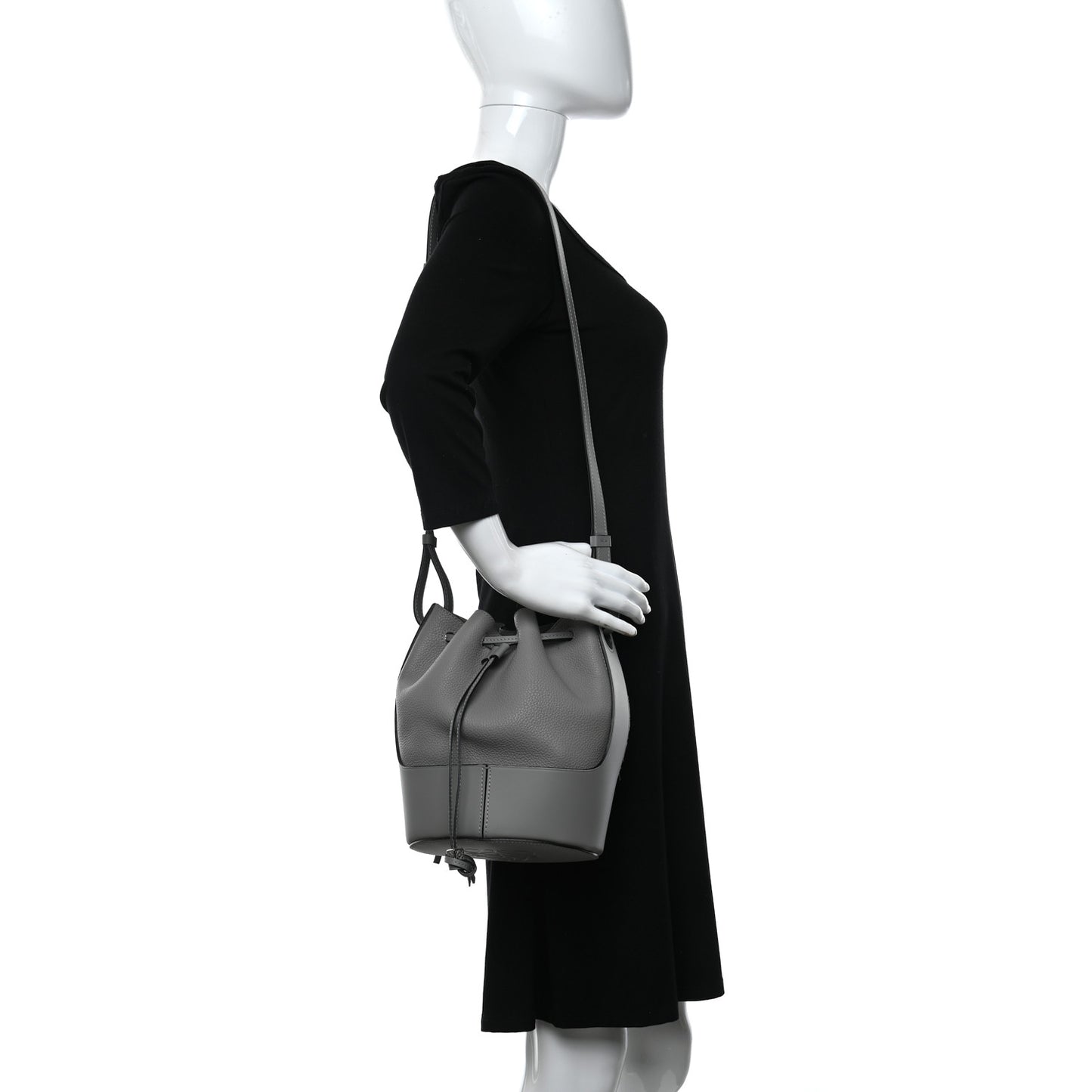 Calfskin Small Balloon Bucket Bag Smoke