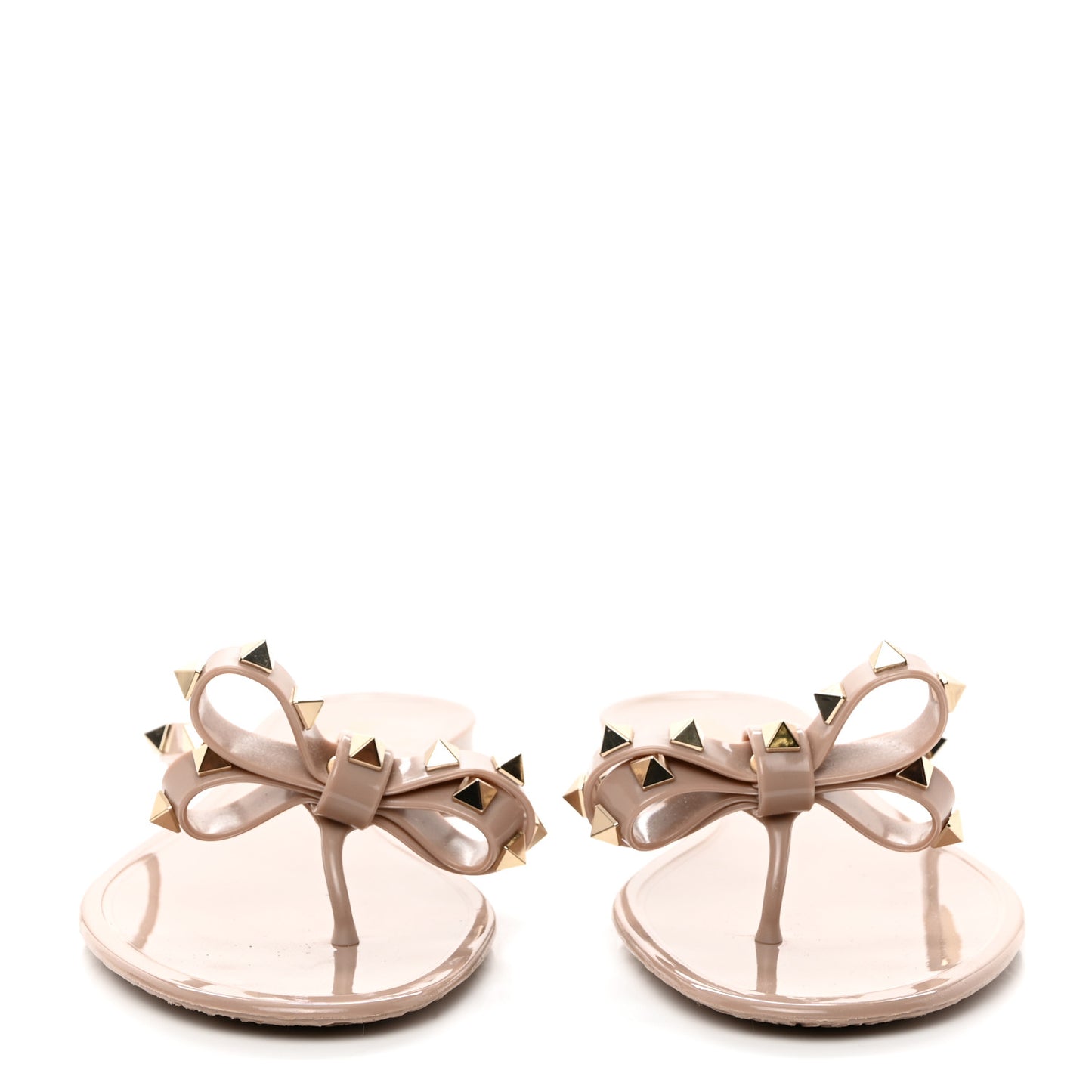 PVC Jelly Rockstud Bow Thong Sandals 40 Poudre