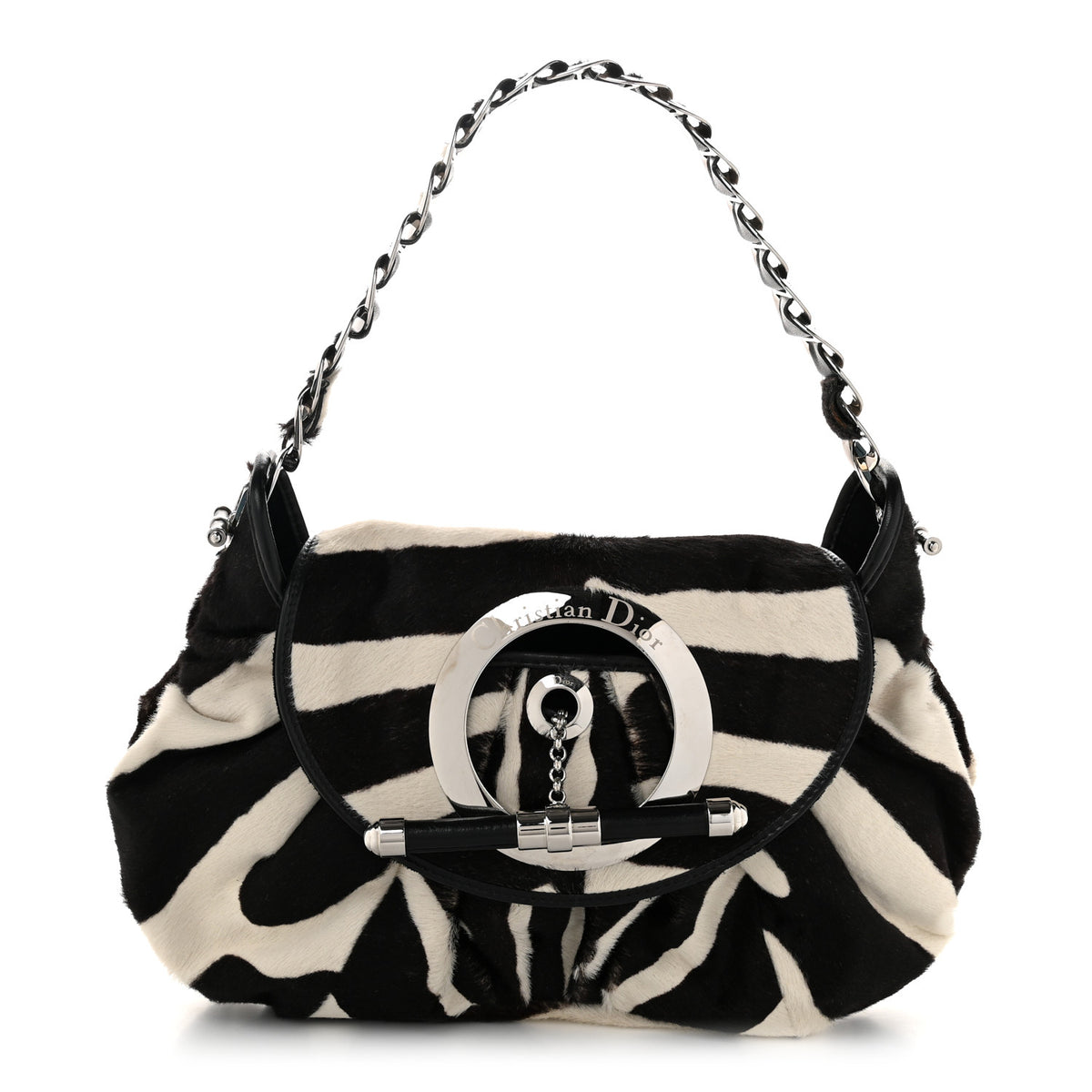 Pony Hair Zebra Print Jazzclub Shoulder Bag