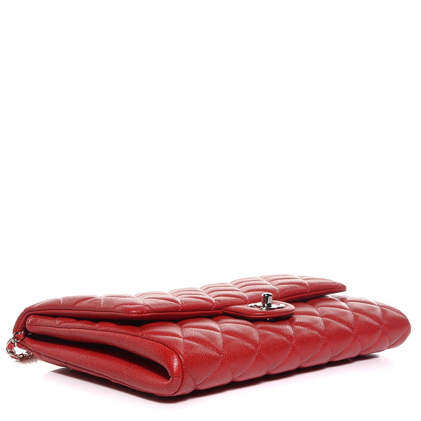 Caviar Quilted Clutch with Chain Flap Red