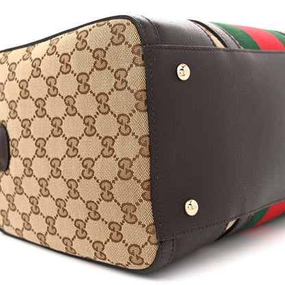 Gucci Monogram Vintage Web Medium Webby Bee Boston Dark Brown 9 of 12