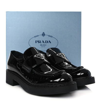 Prada Vernice Triangle 50mm Loafers 39.5 Black 9 of 9