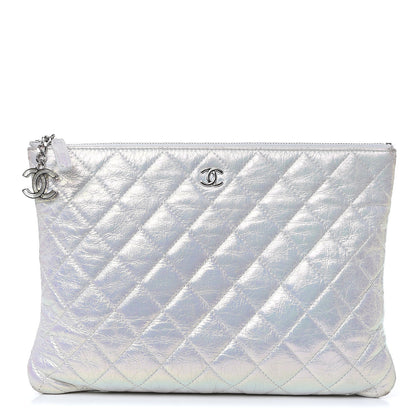 Chanel Iridescent Crumpled Calfskin CC Ripples Medium Cosmetic Case White 1 of 16