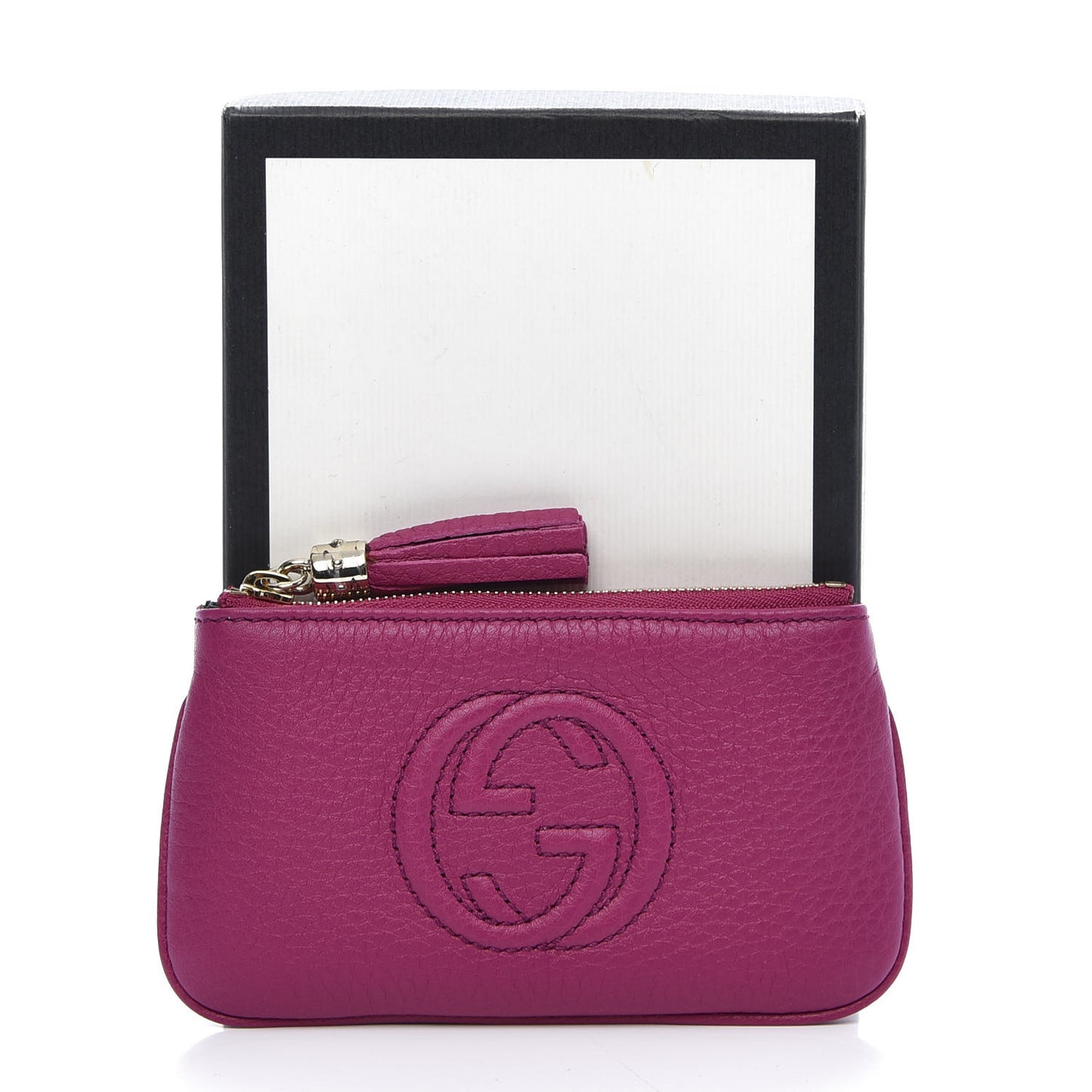 Pebbled Calfskin Soho Key Case Bright Bougainvillea