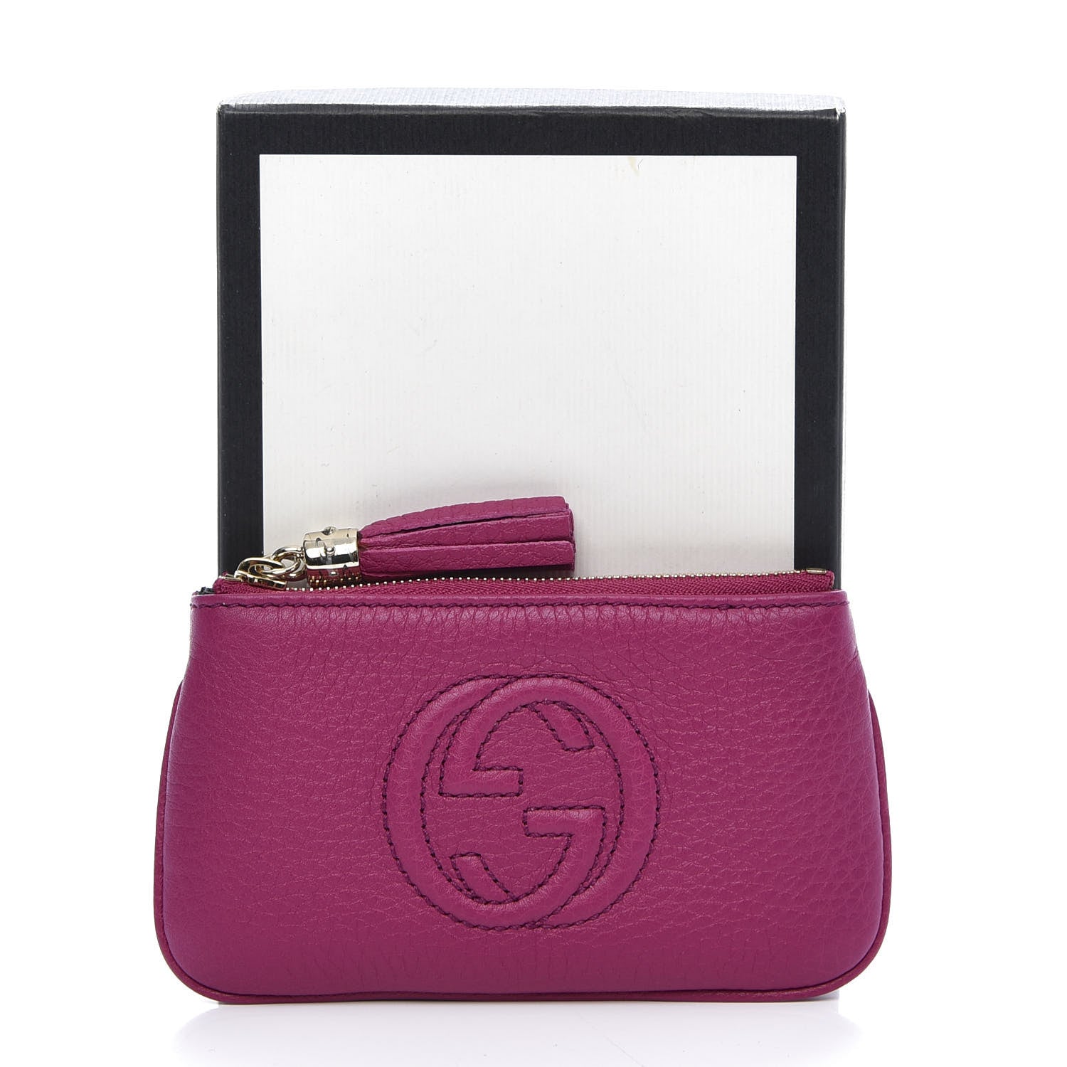 Gucci Pebbled Calfskin Soho Key Case Bright Bougainvillea 9 of 9