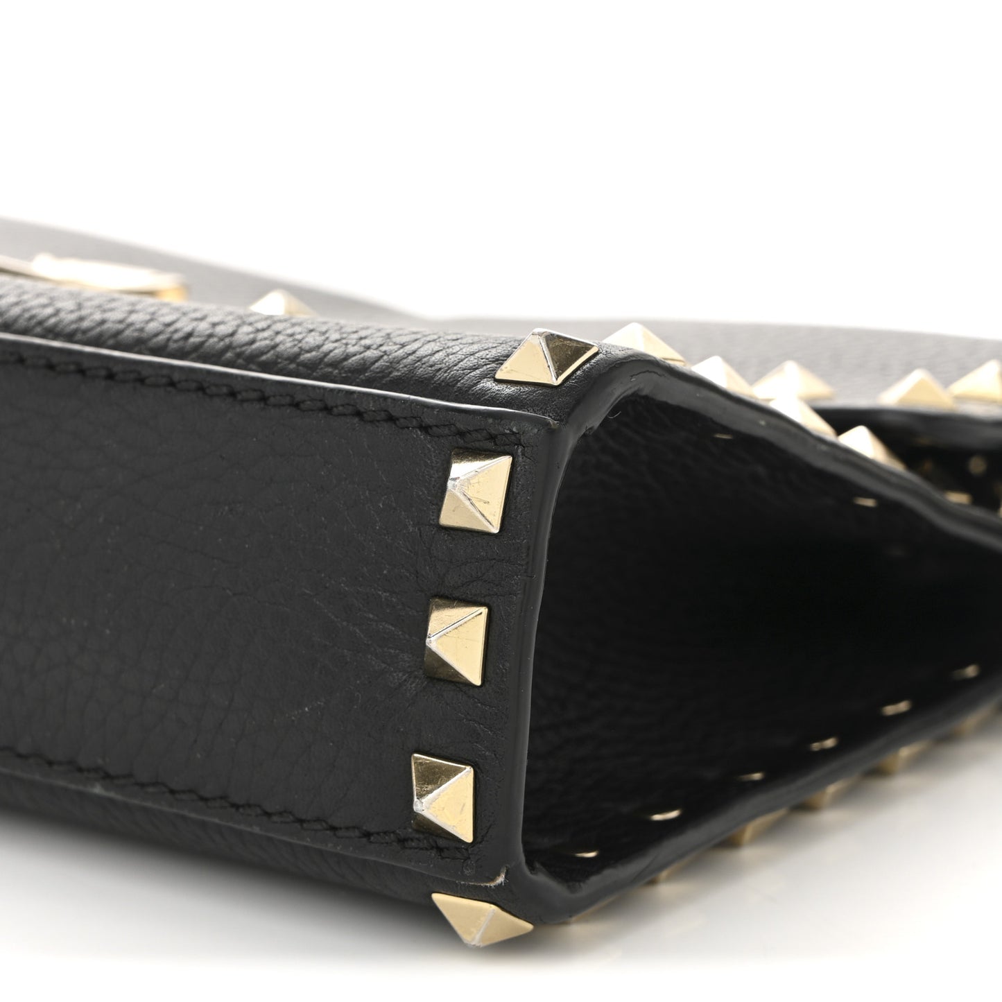 Pebbled Calfskin Medium Rockstud Flip Lock Crossbody Bag Black