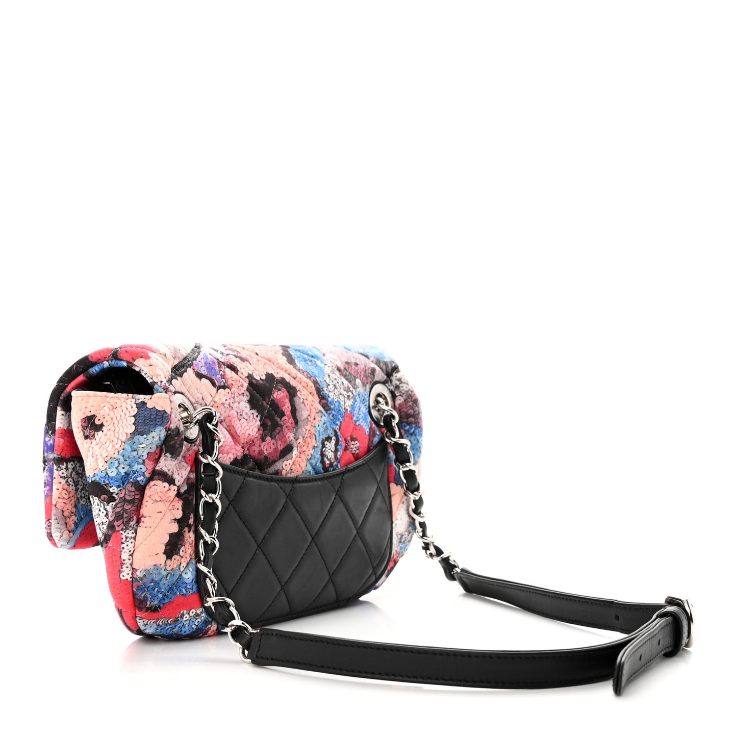 Canvas Sequin Print Quilted Waist Bag Multicolor