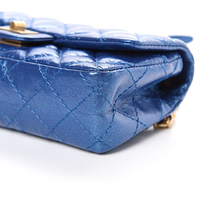Chanel Metallic Aged Calfskin Quilted 2.55 Reissue Flap Belt Bag Blue 9 of 10