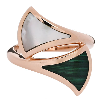 Bulgari 18K Rose Gold Malachite Mother of Pearl Divas' Dream Ring 53 6.5 1 of 5