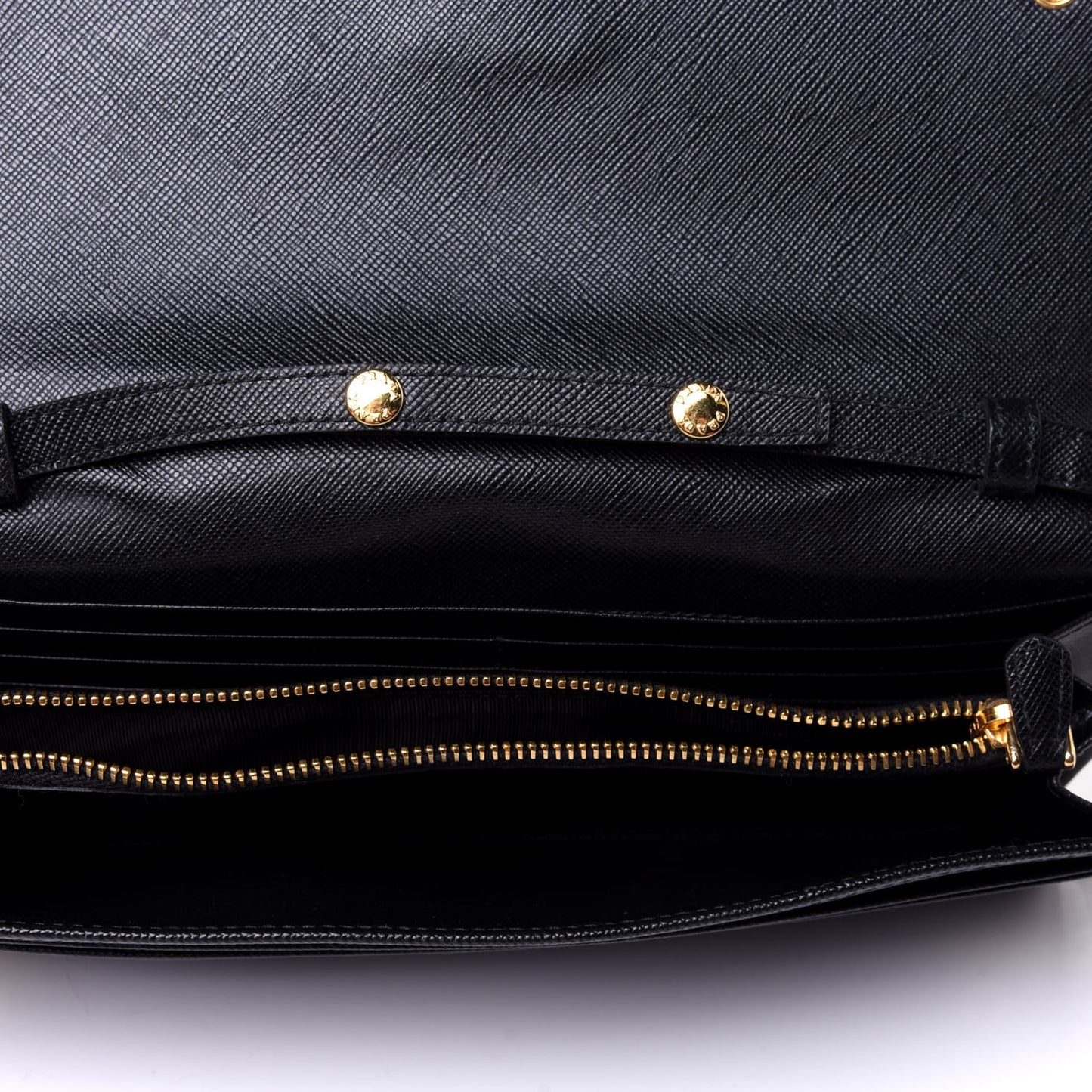 Saffiano Metal Oro Chain Wallet Black
