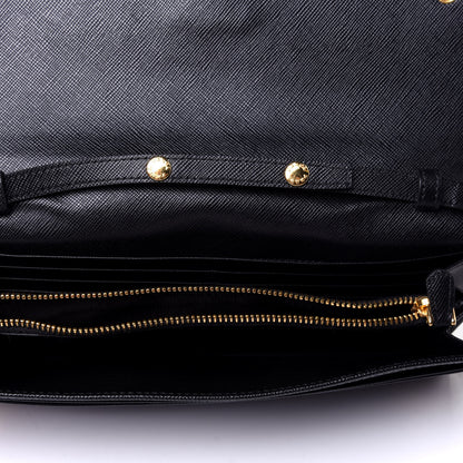 Prada Saffiano Metal Oro Chain Wallet Black 5 of 9