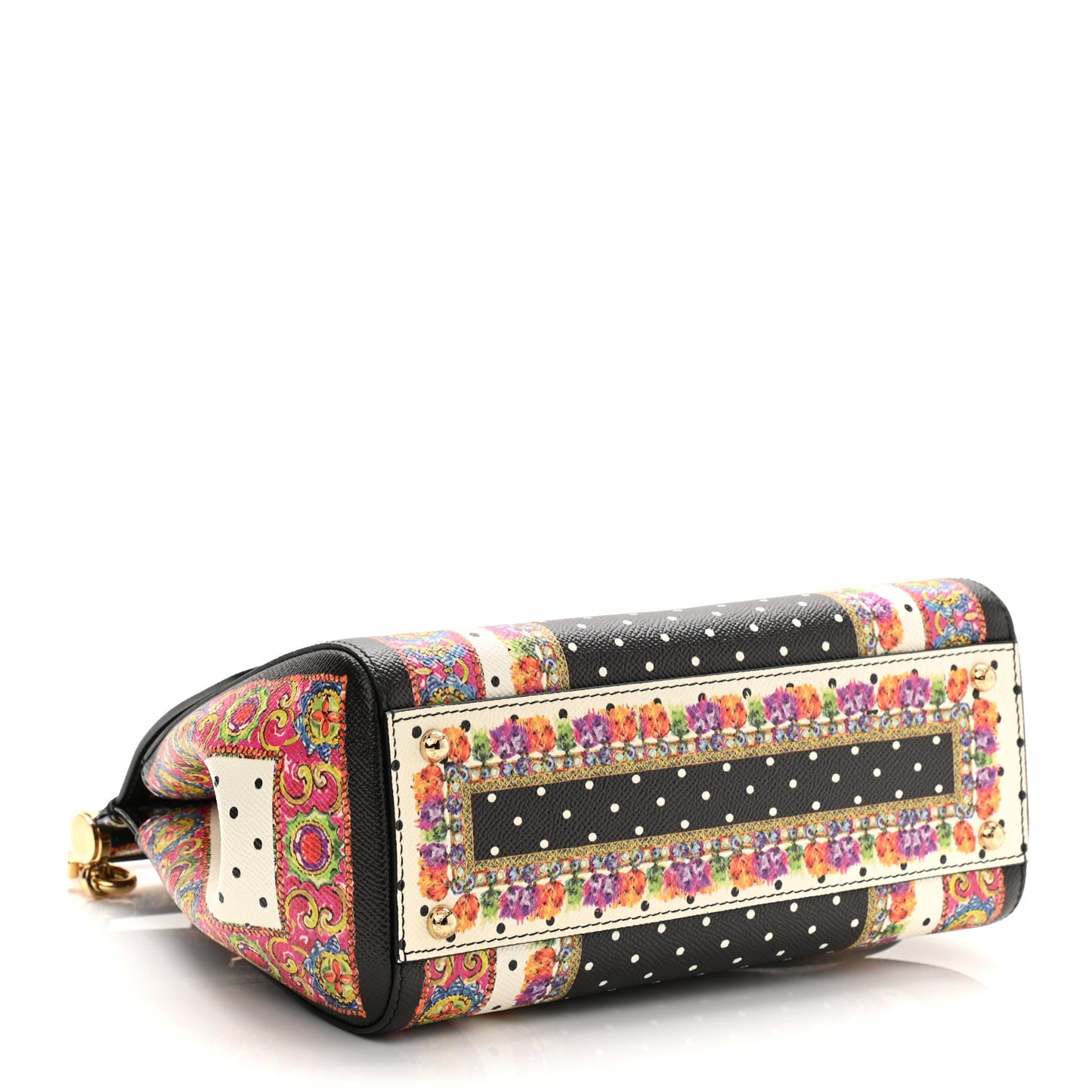 Dauphine Fan Foulard Medium Miss Sicily Satchel Black Multicolor