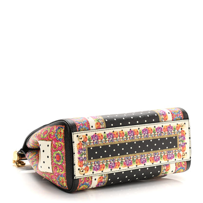 Dolce & Gabbana Dauphine Fan Foulard Medium Miss Sicily Satchel Black Multicolor 4 of 16