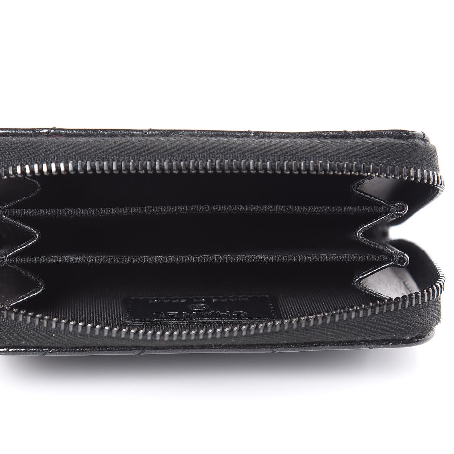 Chanel Patent Metallic Crumpled Calfskin Chevron Quilted Coin Purse So Black 5 of 8