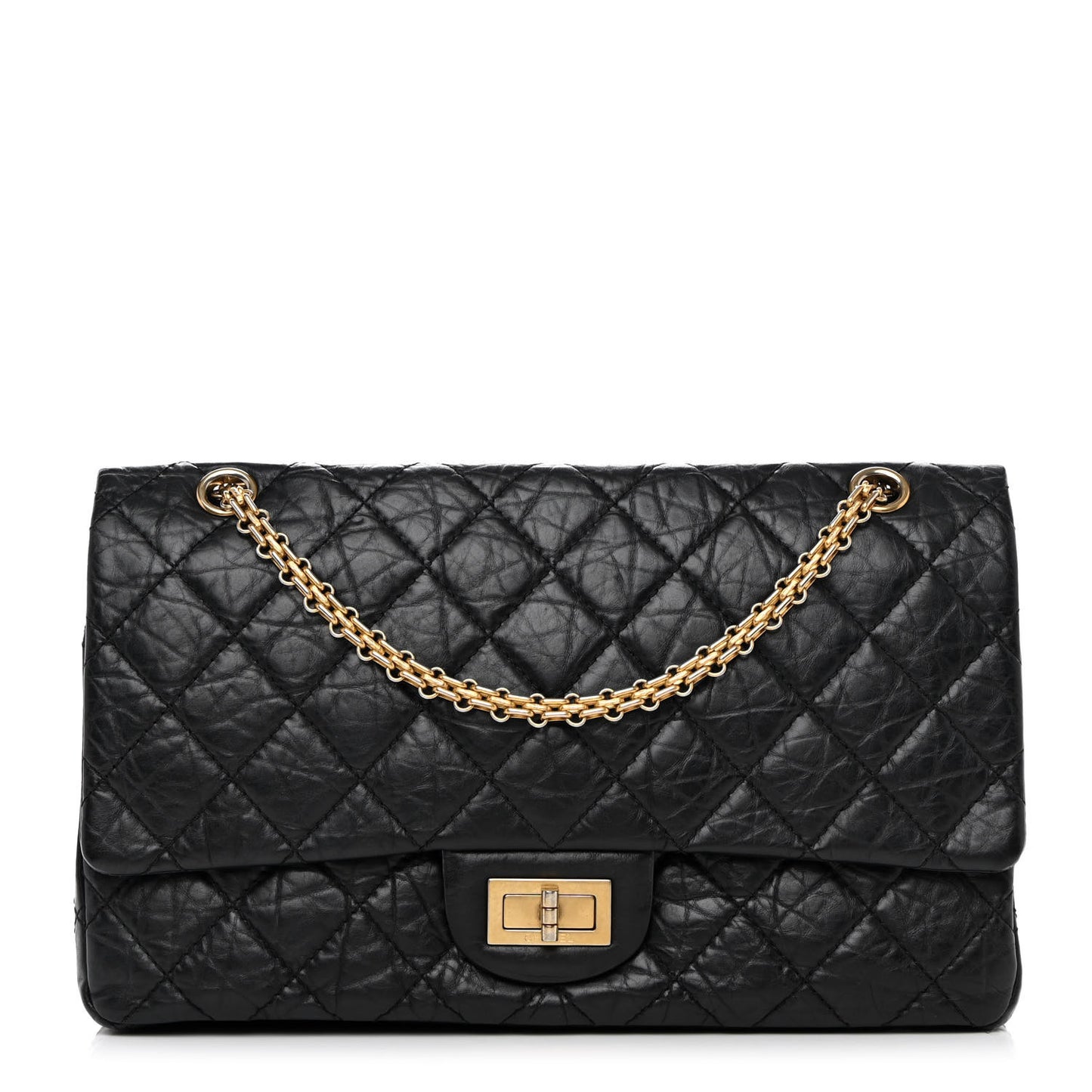 Aged Calfskin Quilted 2.55 Reissue 227 Flap Black