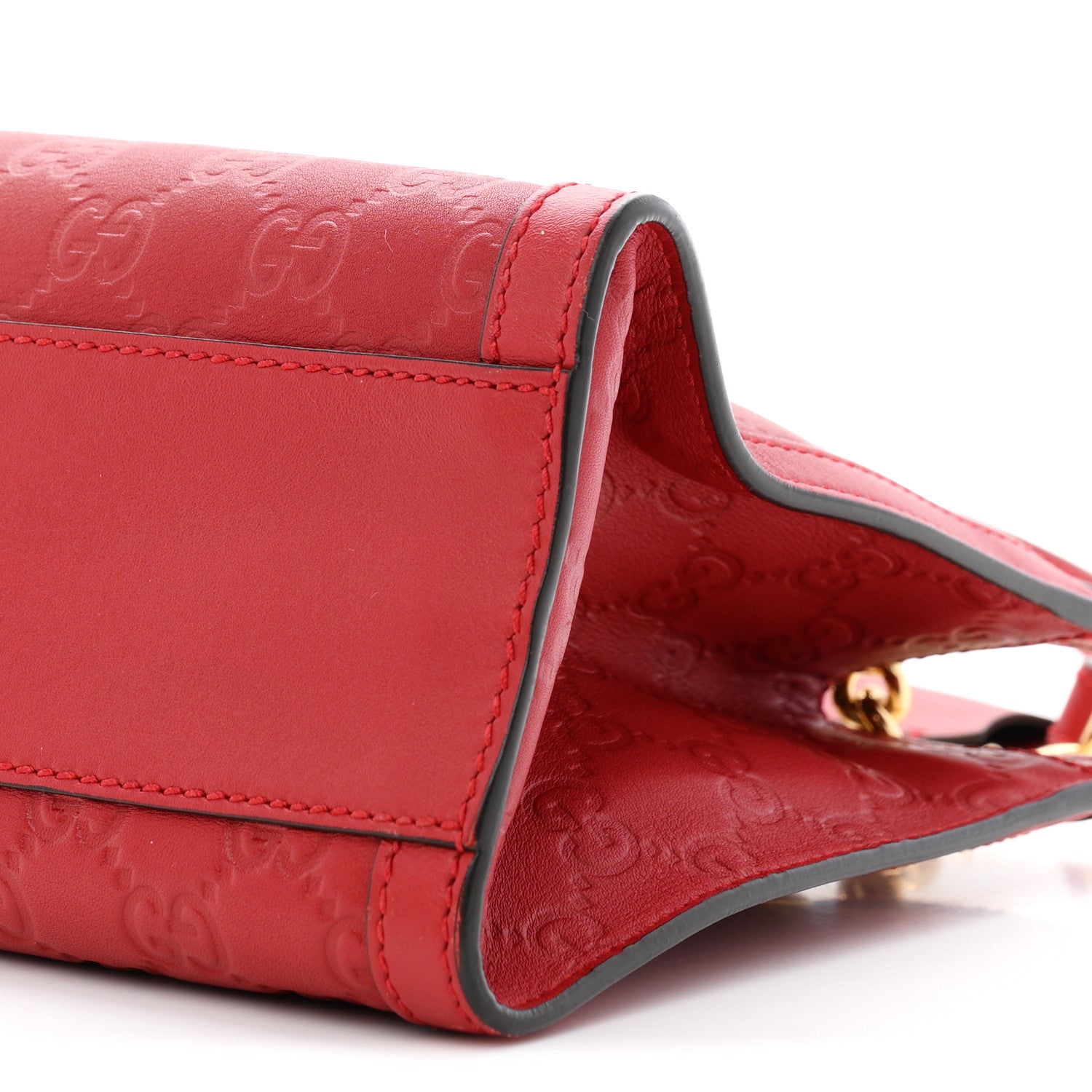 Gucci Guccissima Small Padlock Tote Red 10 of 11