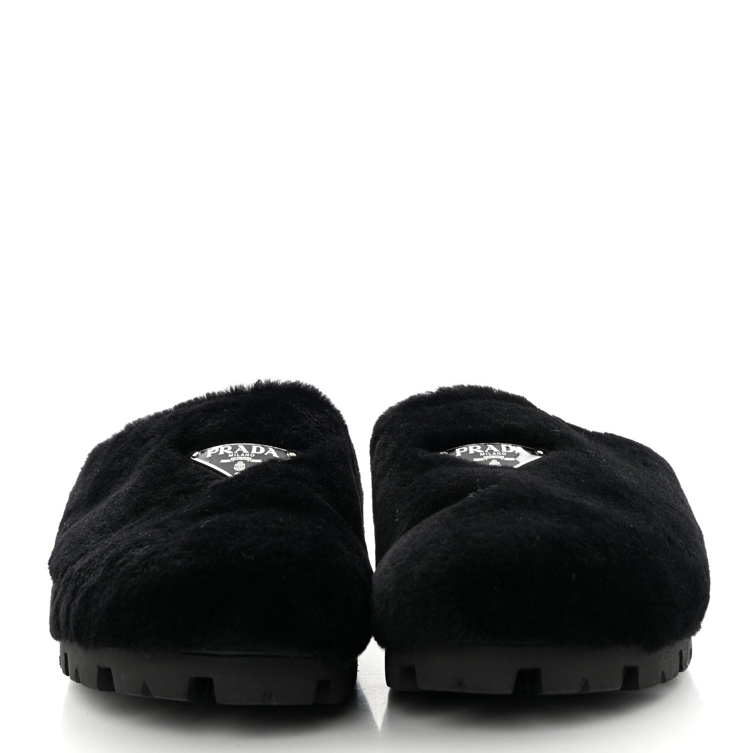Prada Montone Metal Triangle Logo 20mm Slippers 9 Black 2 of 9