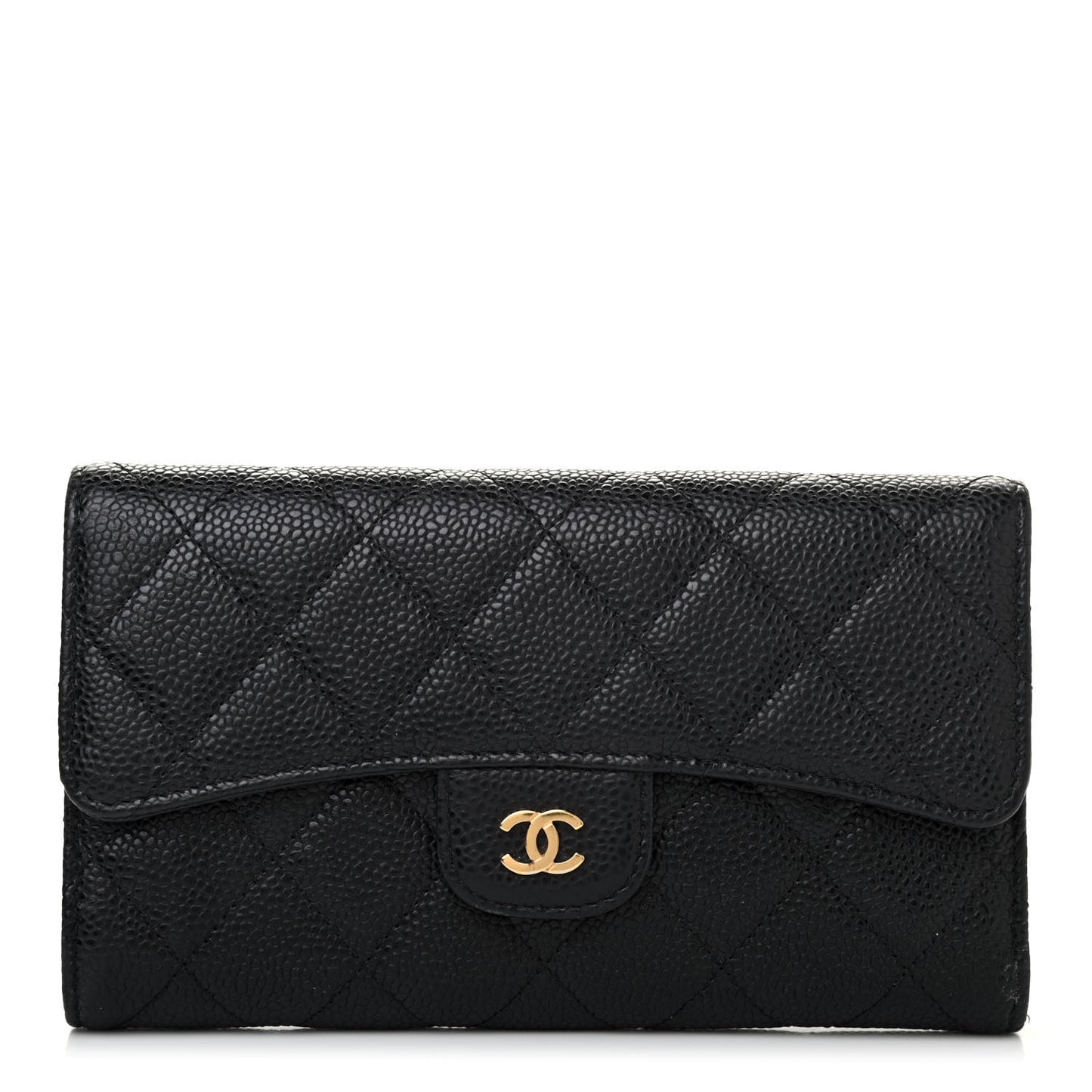 Caviar Quilted Medium Flap Wallet Black
