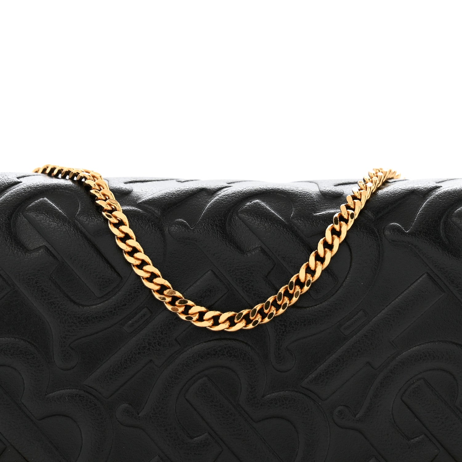 Burberry Calfskin Embossed Monogram Chain Card Case Black 8 of 10