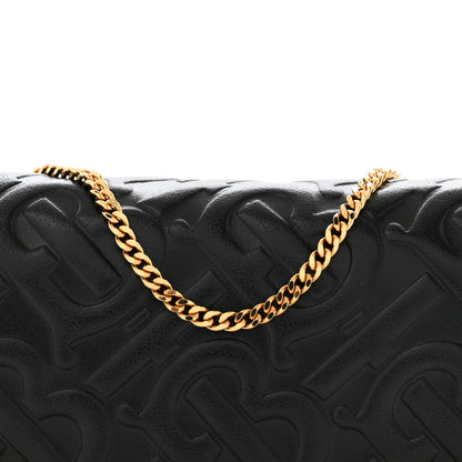 Burberry Calfskin Embossed Monogram Chain Card Case Black 8 of 10