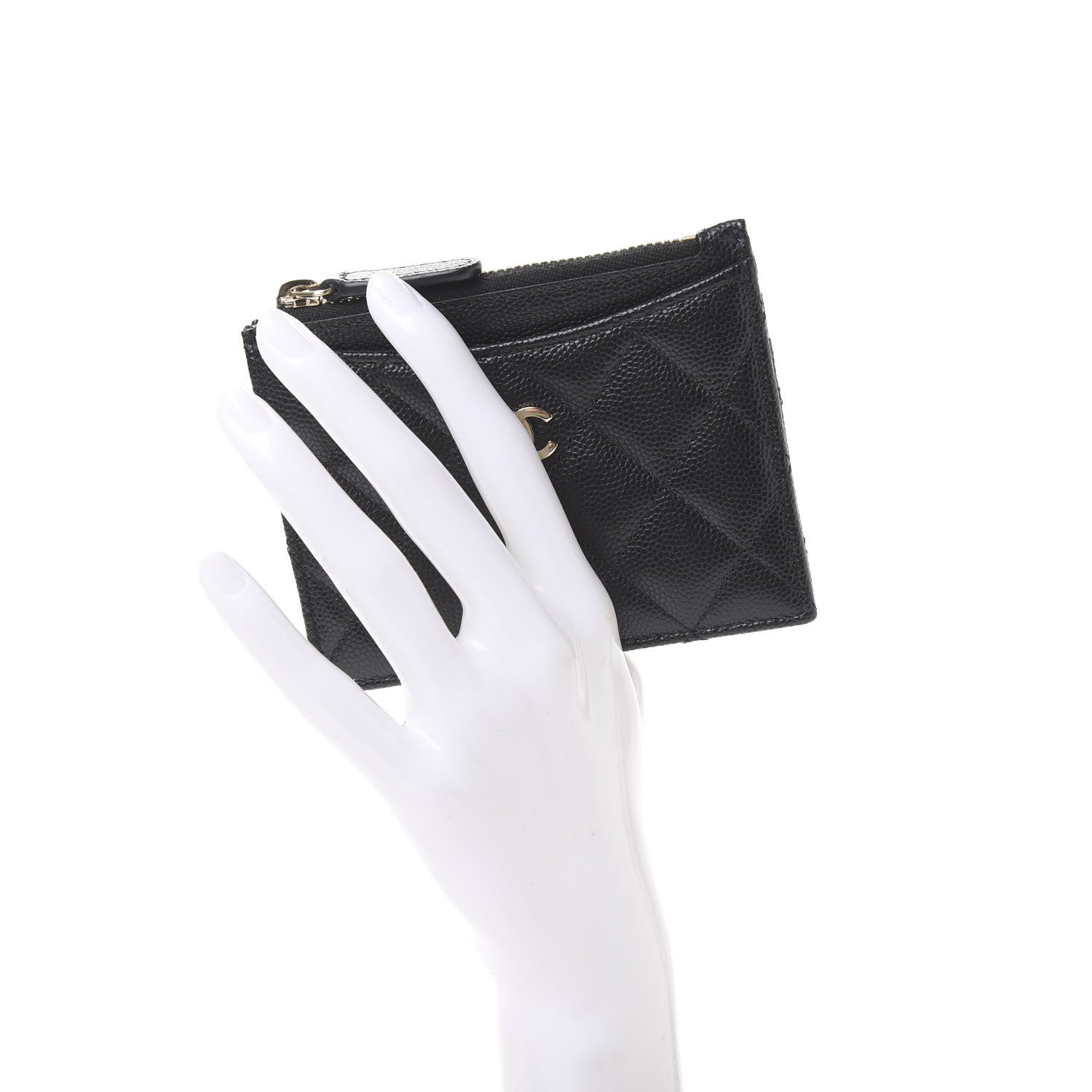 Chanel Caviar Quilted CC Zip Card Holder Black 2 of 11