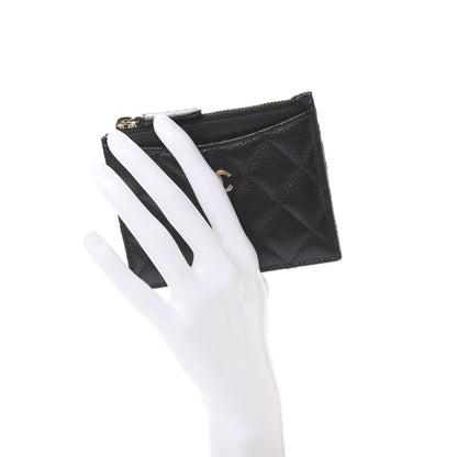 Chanel Caviar Quilted CC Zip Card Holder Black 2 of 11